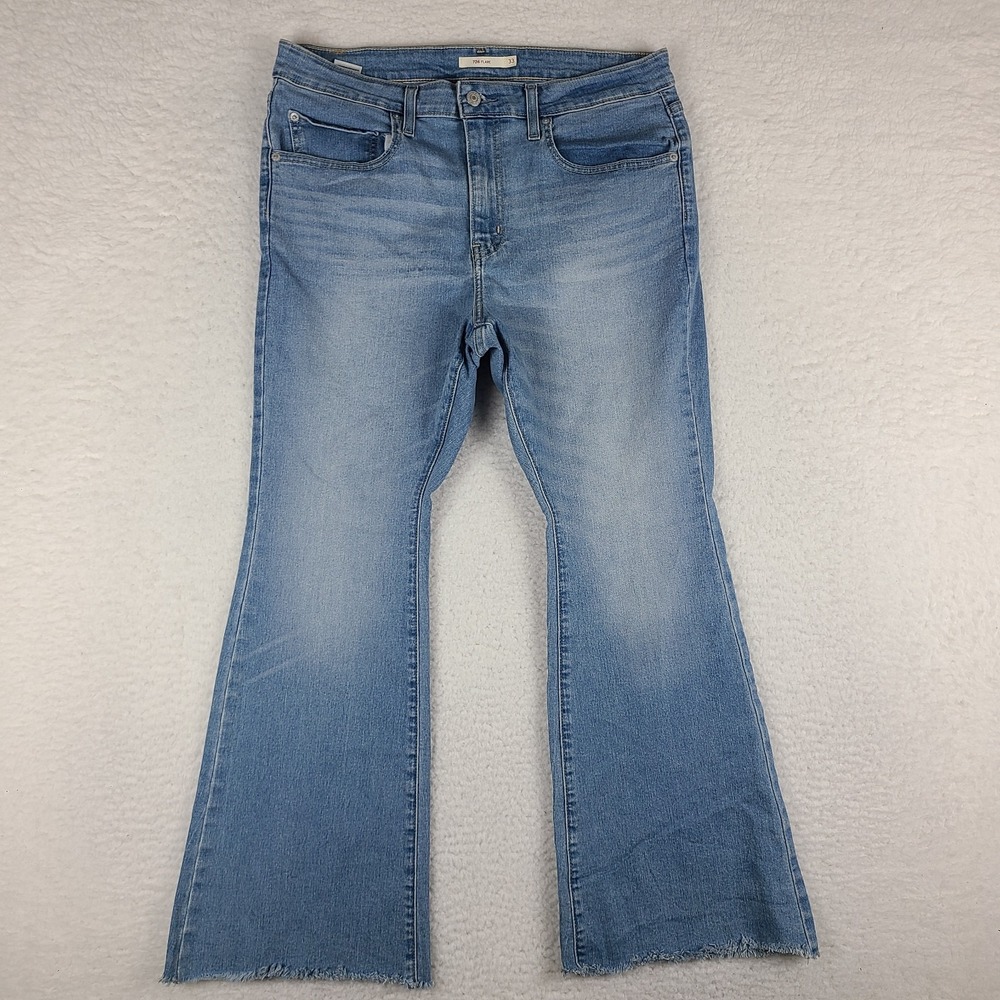 Levi's 726 Jeans Womens‎ 33x30 Blue Flare Waterless Light Wash Denim *